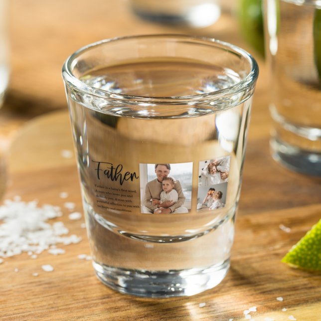 Modern Collage Photo With Father Best Quote Gift Shot Glass (Creator Uploaded)
