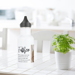 Modern Collage Photo With Father Best Quote Gift Stainless Steel Water Bottle