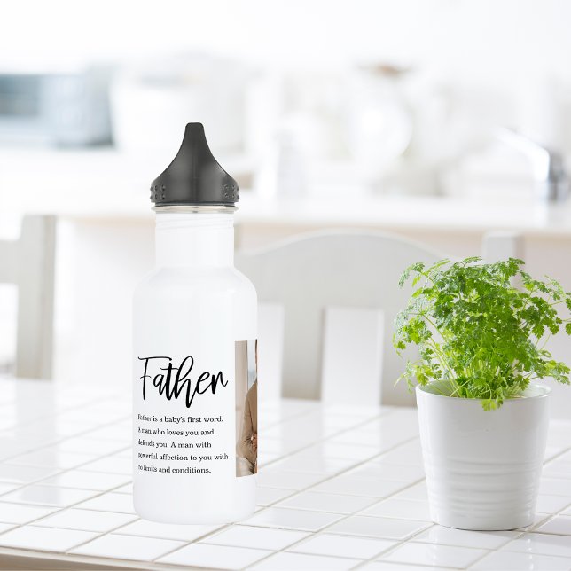 Modern Collage Photo With Father Best Quote Gift Stainless Steel Water Bottle (Creator Uploaded)