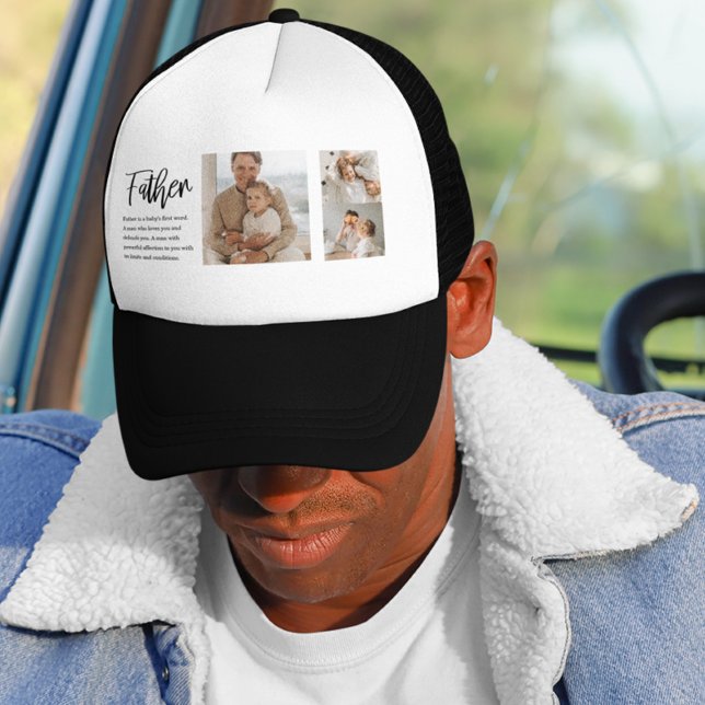Modern Collage Photo With Father Best Quote Gift Trucker Hat (Creator Uploaded)