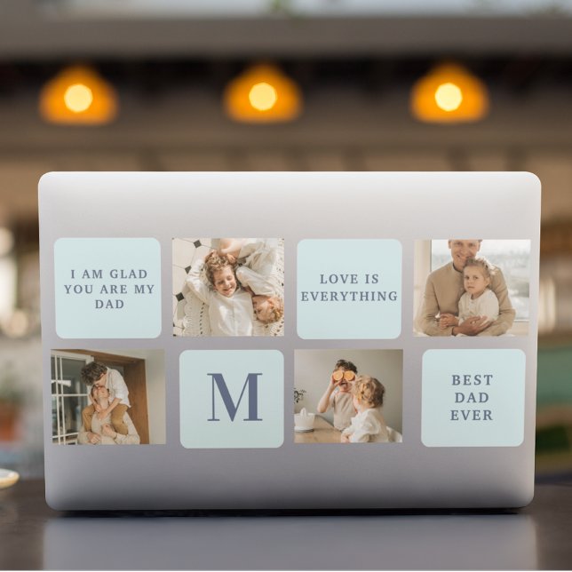 Modern Collage Photos Blue Best Fathers Gift HP Laptop Skin (Creator Uploaded)