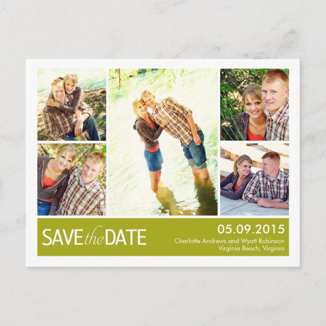 Modern Collage Save The Date Postcard (Front)