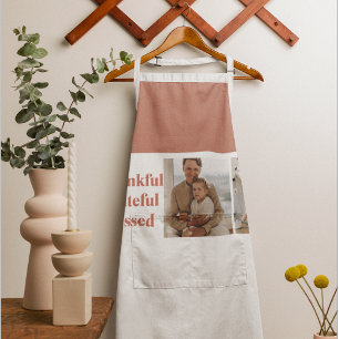 Modern Collage Three Photo   Happy Thanksgiving Apron