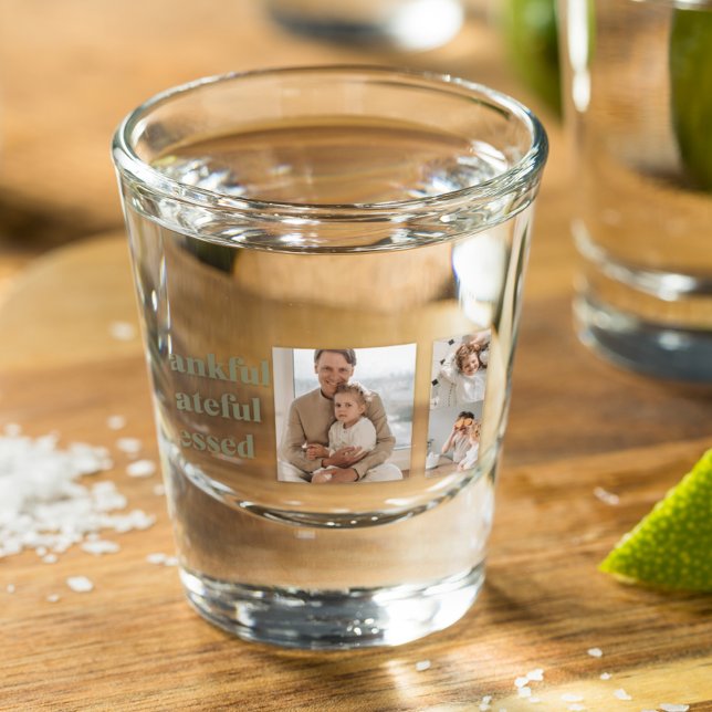 Modern Collage Three Photo | Happy Thanksgiving Sh Shot Glass (Creator Uploaded)