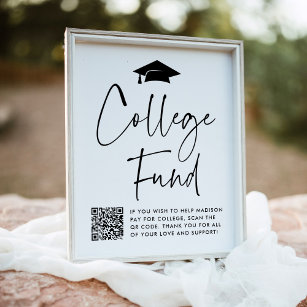 Modern College Fund Graduation QR Code Sign