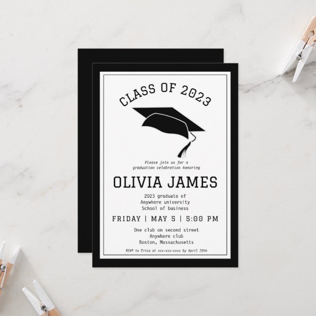 Modern college graduation party  invitation (Front/Back In Situ)