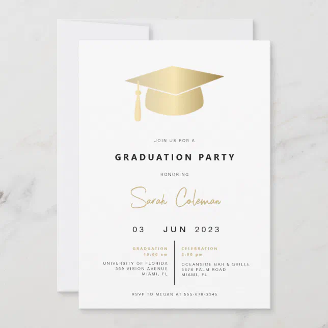 Modern College Graduation Party Invitation School | Zazzle