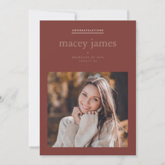 Modern College Graduation Photo Announcement Card