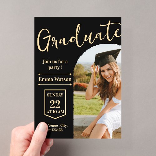 Modern College or High School Elegant Graduation  Acrylic Invitations