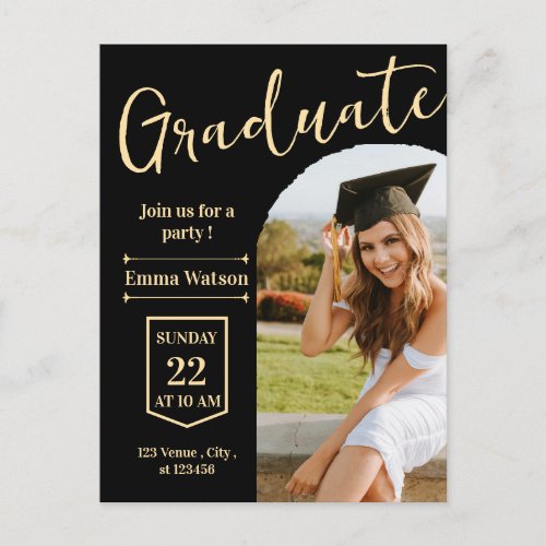 Modern College or High School Elegant Graduation  Postcard