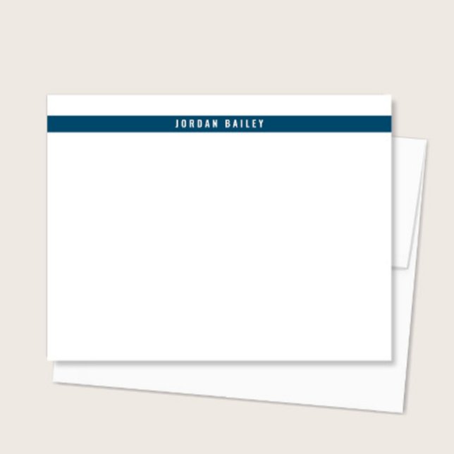 Modern Color Band Professional Technical Deep Blue Note Card (Creator Uploaded)
