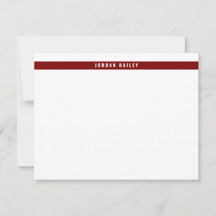 Modern Color Band Professional Technical Deep Red Note Card