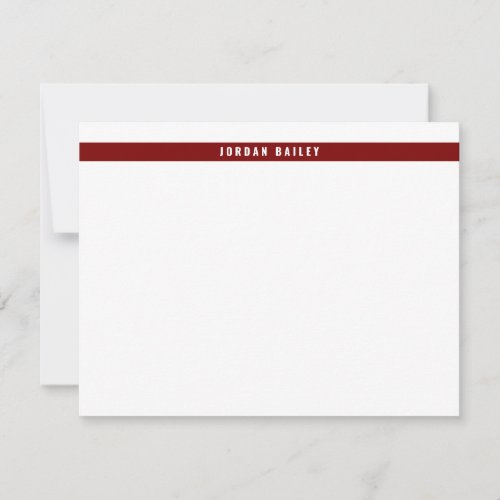 Modern Color Band Professional Technical Deep Red Note Card