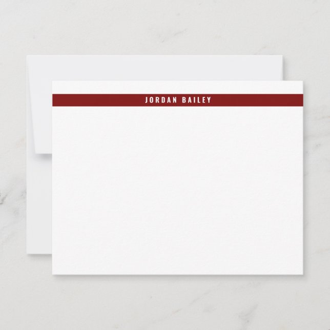 Modern Color Band Professional Technical Deep Red Note Card (Front)