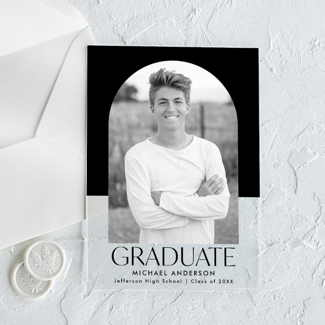 Modern Color Block Acrylic Graduation Announcement (Creator Uploaded)