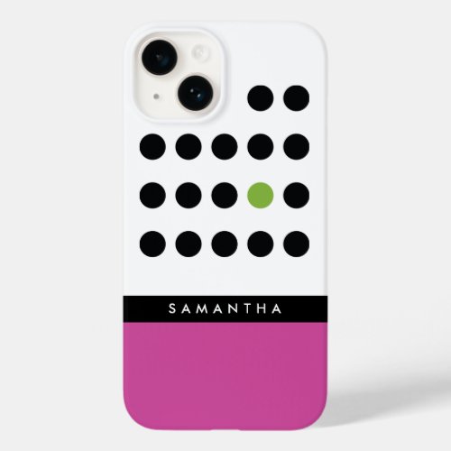 Modern Color Block and Polka Dot Monogrammed Case_Mate iPhone 14 Case