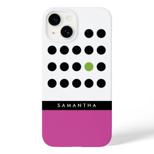 Modern Color Block and Polka Dot Monogrammed Case-Mate iPhone 14 Case