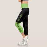 Modern Color Block Black Lime with Custom Text Capri Leggings<br><div class="desc">Lime Green and Black with trendy fonts - A mod design with minimal graphics makes this a cool design to customize. If your art still needs to be adjusted, click on the Customize This button. This will take you to a design area where you can move things around and even...</div>