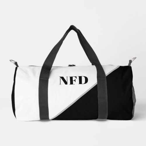 Modern Color Block _ Black  White Monogram  Duffle Bag