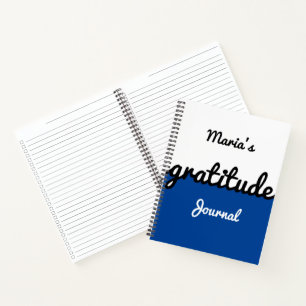 Modern Color Block Blue Black White Gratitude Notebook