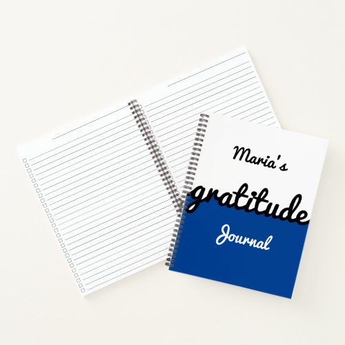 Modern Color Block Blue Black White Gratitude Notebook