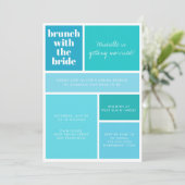 Modern Color Block Blue Turquoise Bridal Shower Invitation (Standing Front)