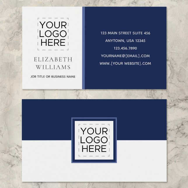 Modern Color Block Blue White Business Cards (Creator Uploaded)