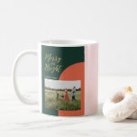 Modern Color Block Christmas Holiday Photo Coffee Mug<br><div class="desc">Celebrate the season with this stylish holiday photo mug. This design features stylish gold lettering " Merry and Bright" with green & orange-red geometric color blocks. You can personalize the text and insert your photo. More Christmas designs are available at my shop BaraBomDesign.</div>