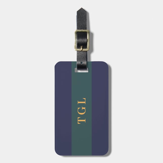 Modern Color Block Custom Monogram Luggage Tag (Front Vertical)