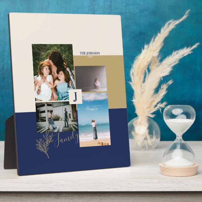 Modern Color block Family Gift Photo Collage Plaque (Side)