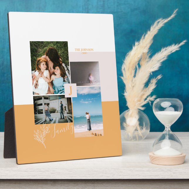 Modern Color block Family Gift Photo Collage Plaque (Side)