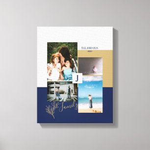 Modern Color block Family Photo Collage Canvas Pri