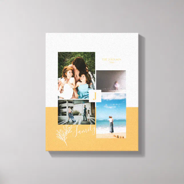 Modern Color block Family Photo Collage Canvas Print | Zazzle