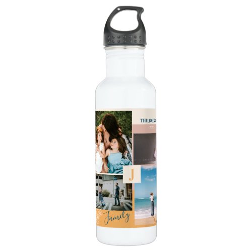 Modern Color block Family Photo Collage Stainless Steel Water Bottle