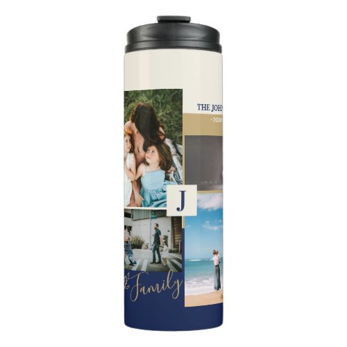 Modern Color block Family Photo Collage Thermal Tumbler