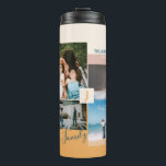 Modern Color block Family Photo Collage Thermal Tumbler<br><div class="desc">This custom photo collage Tumbler features stylish color blocks and typography with a yellow,  pink & teal green color theme. Replace these 4 photo collages with yours and personalize the text with your family name and initials. More designs available at my shop BaraBomDesign.</div>