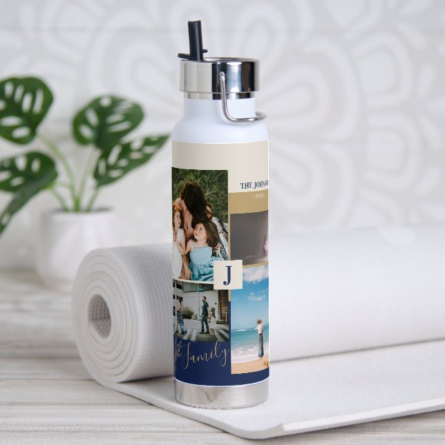 Modern Color block Family Photo Collage Water Bott Bottle (Yoga)