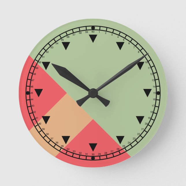 Modern Color Block Geo 1 Round Clock (Front)