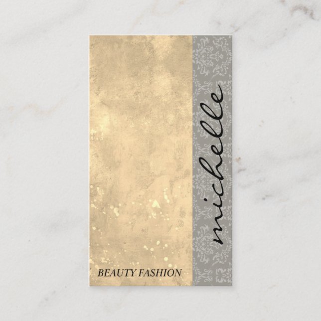 Modern Color Block | Grunge Damask Pattern Business Card (Front)