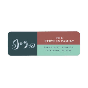 Modern color block holiday script joy label