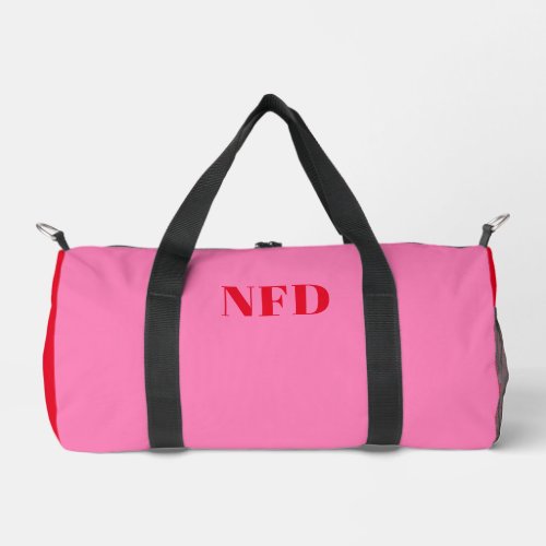 Modern Color Block _ Hot Pink  Bold Red Monogram  Duffle Bag