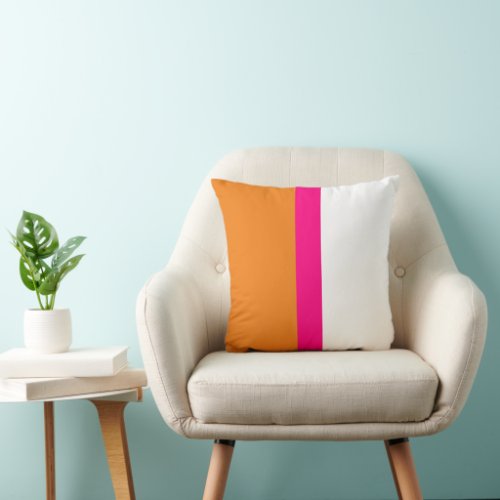 Modern Color Block Hot Pink Orange White Throw Pillow