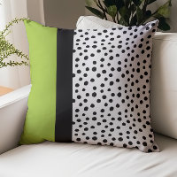 Modern Color Block Lime Green Black White Dots