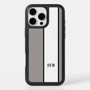 Modern Color Block Minimalist Monogrammed Gray iPhone 16 Pro Max Case