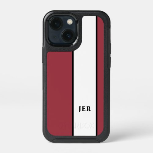 Modern Color Block Minimalist Monogrammed Red iPhone 13 Mini Case