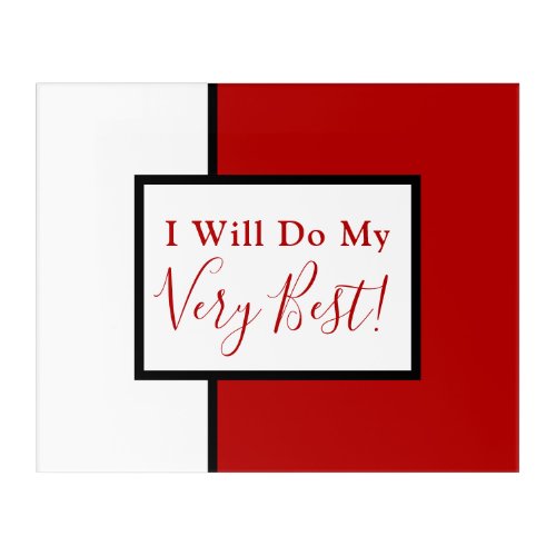 Modern Color Block Motivational Quote Red Black Acrylic Print