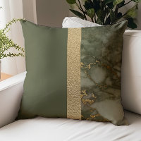 Modern Color Block Olive Green Gold Foil Marble