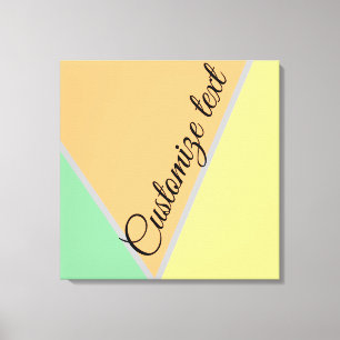 Modern Color Block Pastel Mint & Peach Custom Name Canvas Print