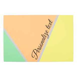 Modern Color Block Pastel Mint & Peach Custom Name Metal Print
