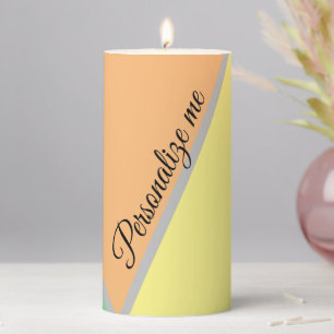 Modern Color Block Pastel Mint & Peach Custom Name Pillar Candle